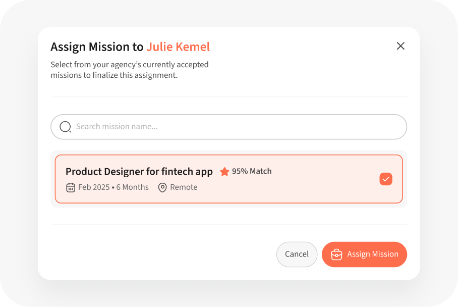 Assign mission to consultant flow on FinderrLink